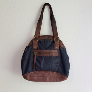 Lucky Brand Leather and Cotton/Denim Bag Purse